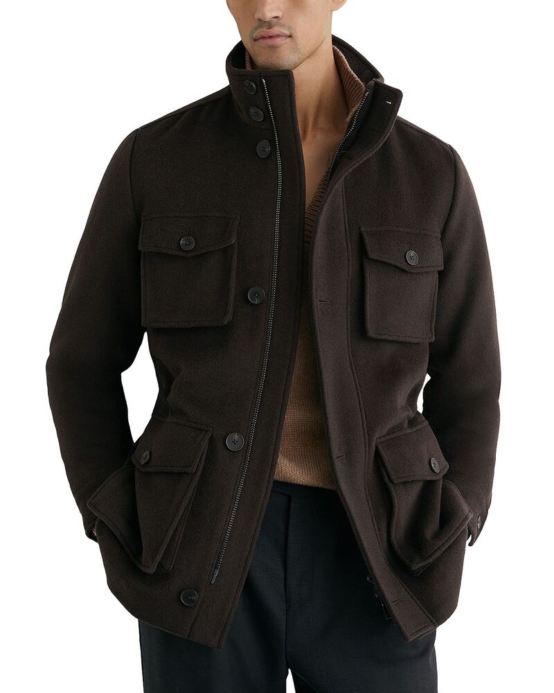 レイス メンズ アウター コート ウール REISS Trident Wool Four Pocket Coat Dark Brown ブラウン