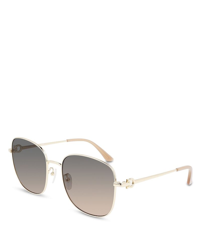 フェラガモ レディース 佩び物 サングラス・アイウェア FERRAGAMO Metal Gancini Square Sunglasses 60粍 Shiny Gold ゴールド