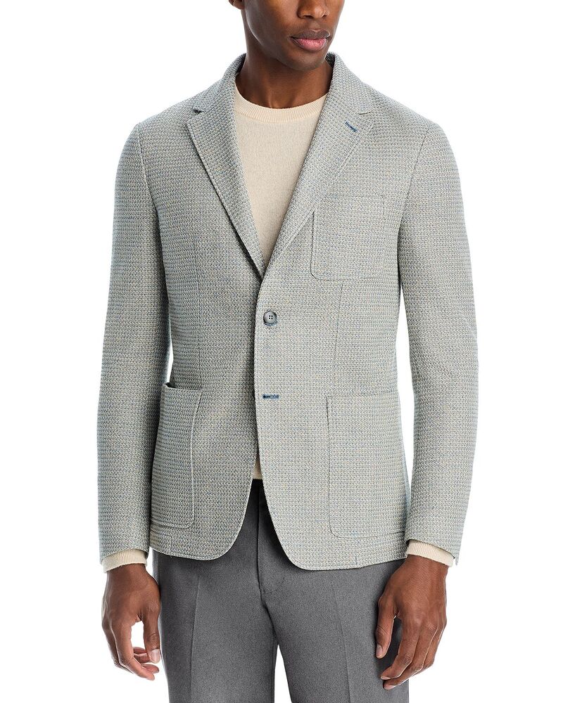 カナーリ メンズ アウター ジャケット・ブルゾン コットン コート ジャージー リネン Canalinen & Cotton Textured Jersey Unstructured Sport Coat Light Blue/Tan ブルー