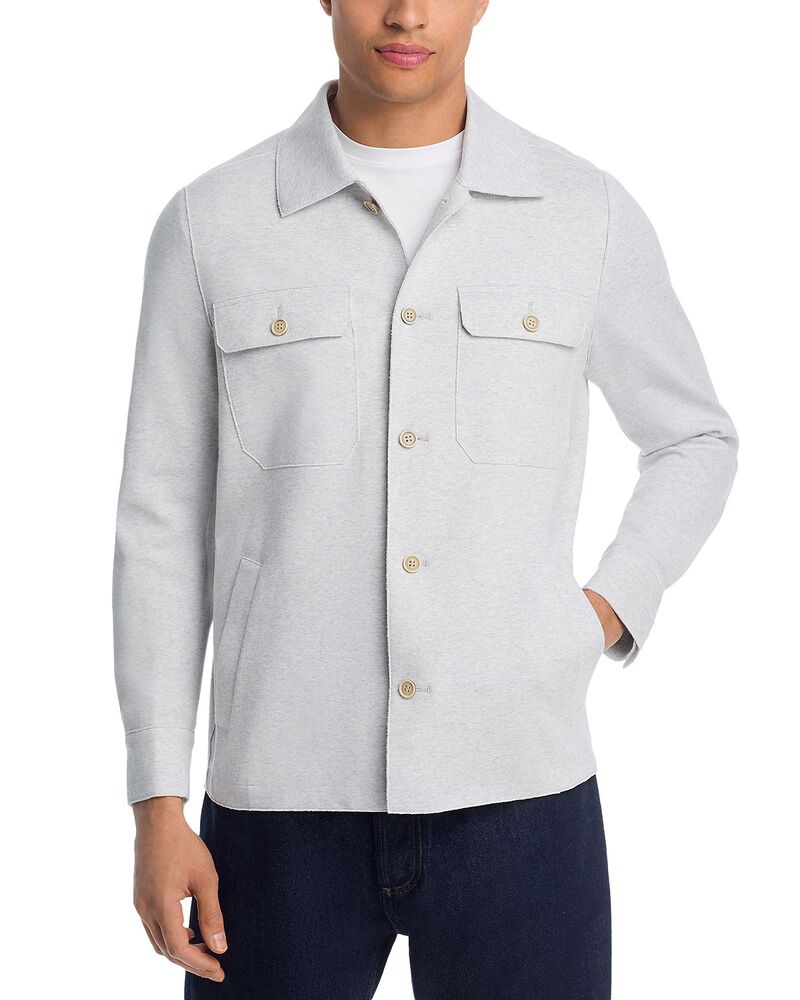 イレブンティ メンズ トップス シャツ コットン ジャージー Eleventy Cotton Jersey Overshirt Light Grey Mlange グレー｜ReVida 店