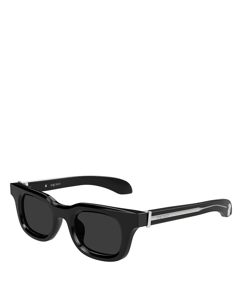 マックイーン レディース 付属物 サングラス・アイウェア McQueen Rectangular Sunglasses 46粍 BLACK/GREY 黒いこと