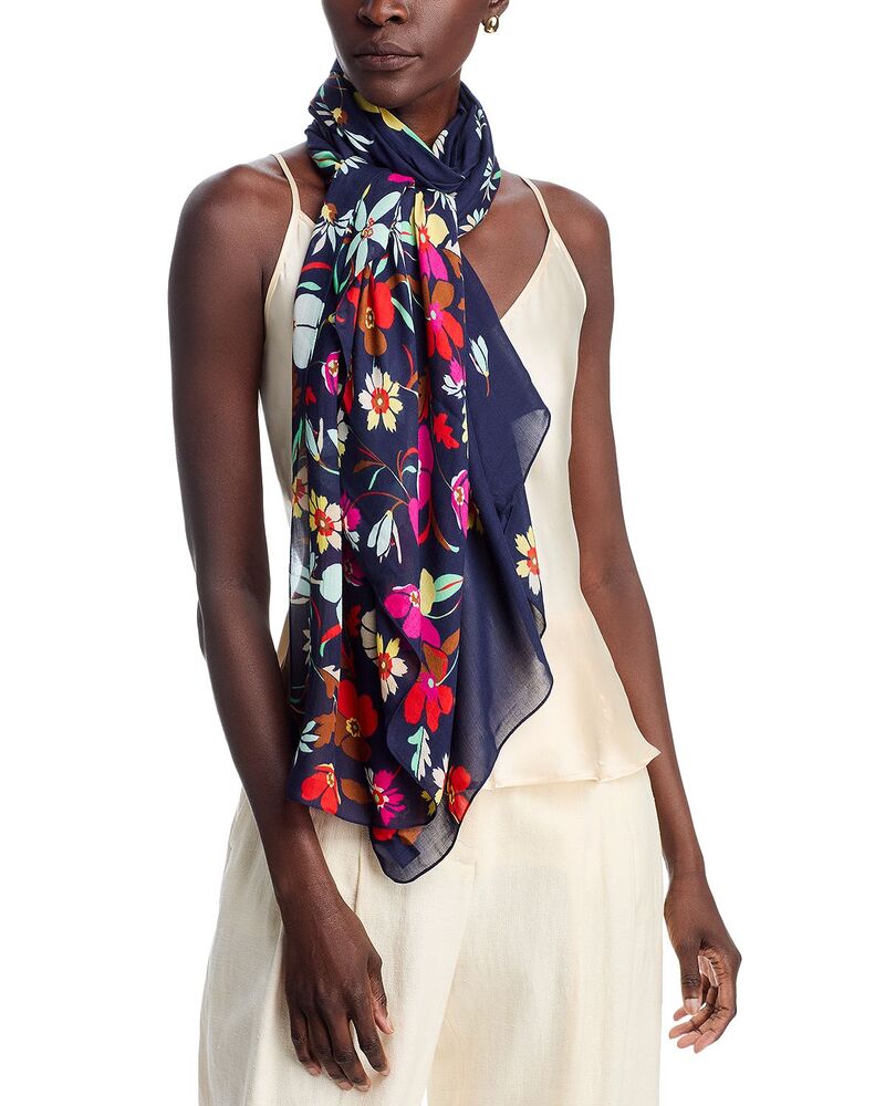 エコー レディース アクセサリー マフラー・ストール・スカーフ Echo Falling Flowers Wrap Scarf Navy ネイビー