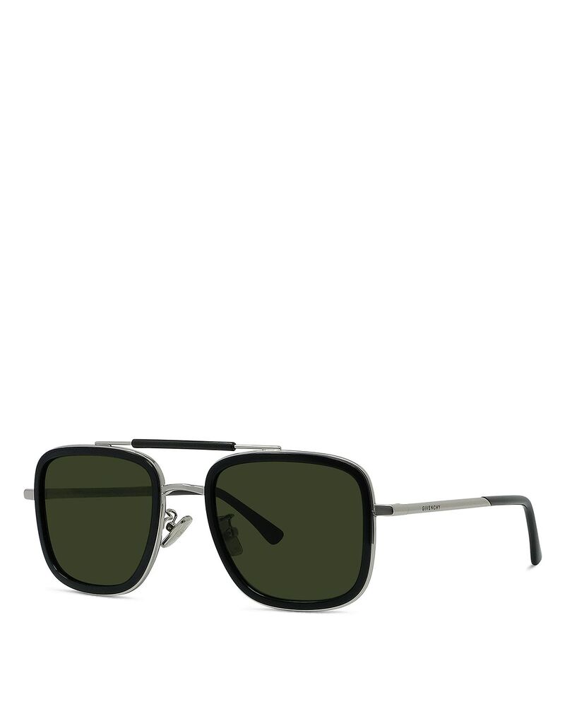 ジバンシー レディース 添え物 サングラス・アイウェア Givenchy Square Sunglasses 52粍 shiny palladium/green 緑であること