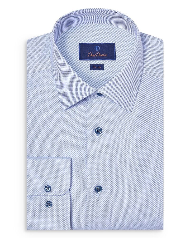 デイビッドドナヒュー メンズ トップス シャツ Davidonahue Trim Fitextured Twill Dresshirt Sky
