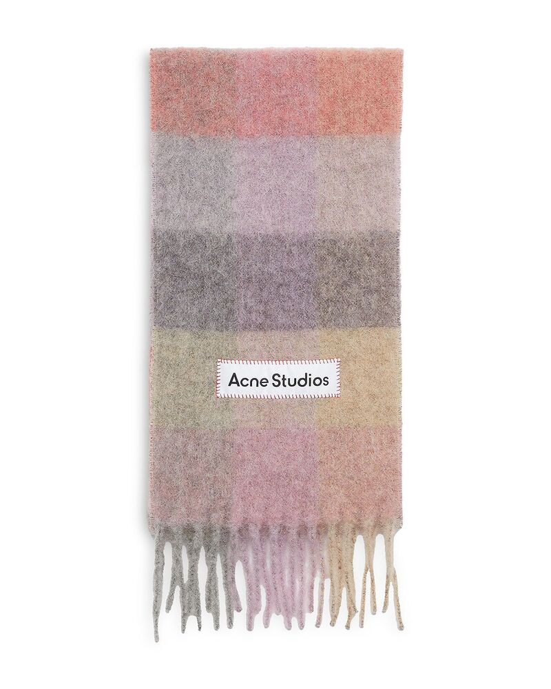 アクネ ストゥディオズ レディース 付属物 マフラー・ストール・スカーフリンジ Acne Studios Checked Fringe Scarfuchsia/Lilac/Pink さくら色
