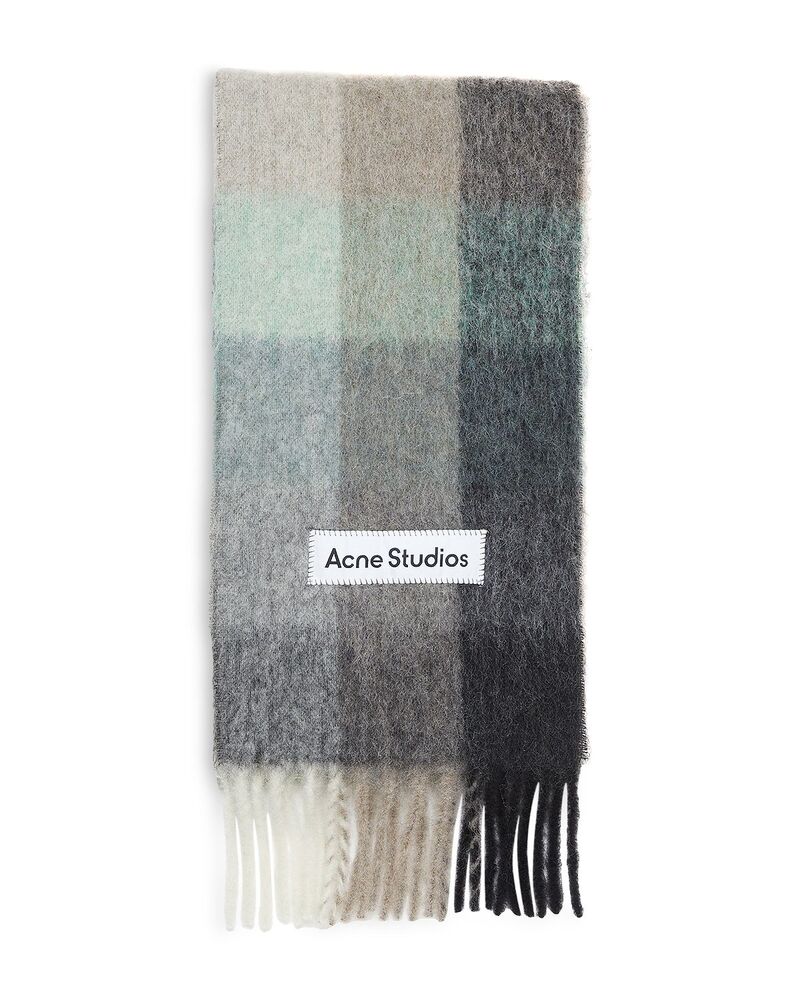 アクネ ストゥディオズ レディース 付属物 マフラー・ストール・スカーフリンジ Acne Studios Checked Fringe Scarf Green/Grey/Black 黒いこと