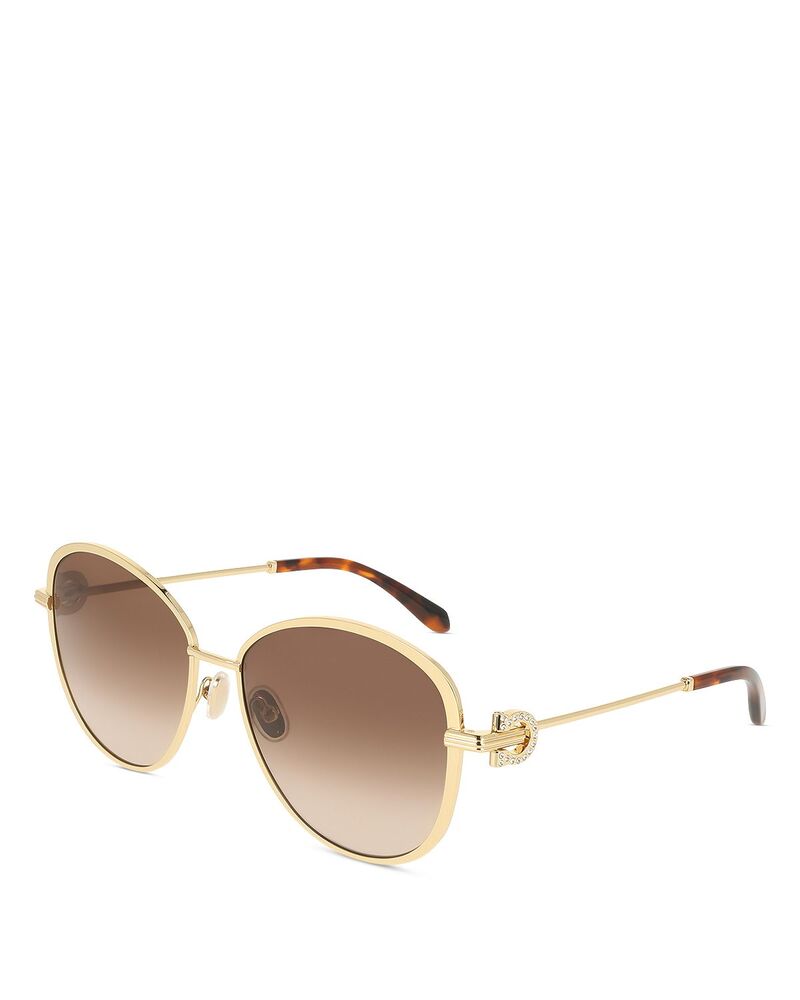 フェラガモ レディース 佩び物 サングラス・アイウェア FERRAGAMO Crystal Gancini Metal Sunglasses 61粍 Gold/Brown Gradient 赤銅色