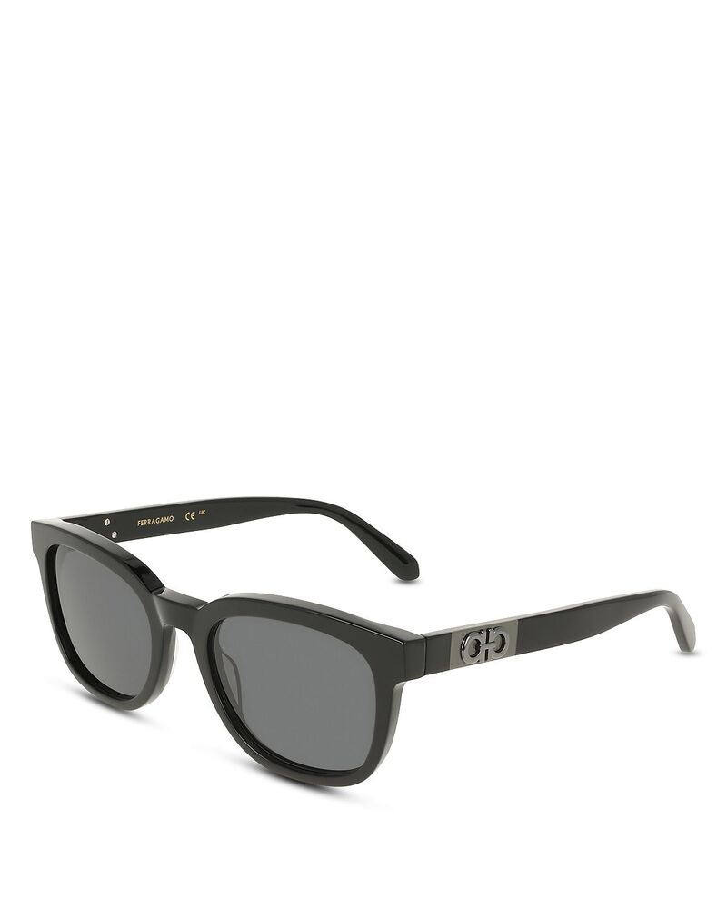 フェラガモ レディース 佩び物 サングラス・アイウェア FERRAGAMO Color Block Temple Rectangular Sunglasses 54粍 Black 黒いこと