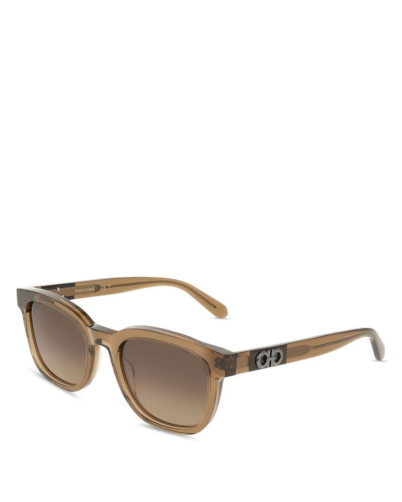 フェラガモ レディース 佩び物 サングラス・アイウェア FERRAGAMO Color Block Temple Rectangular Sunglasses 54粍 Transparent Brown 赤銅色