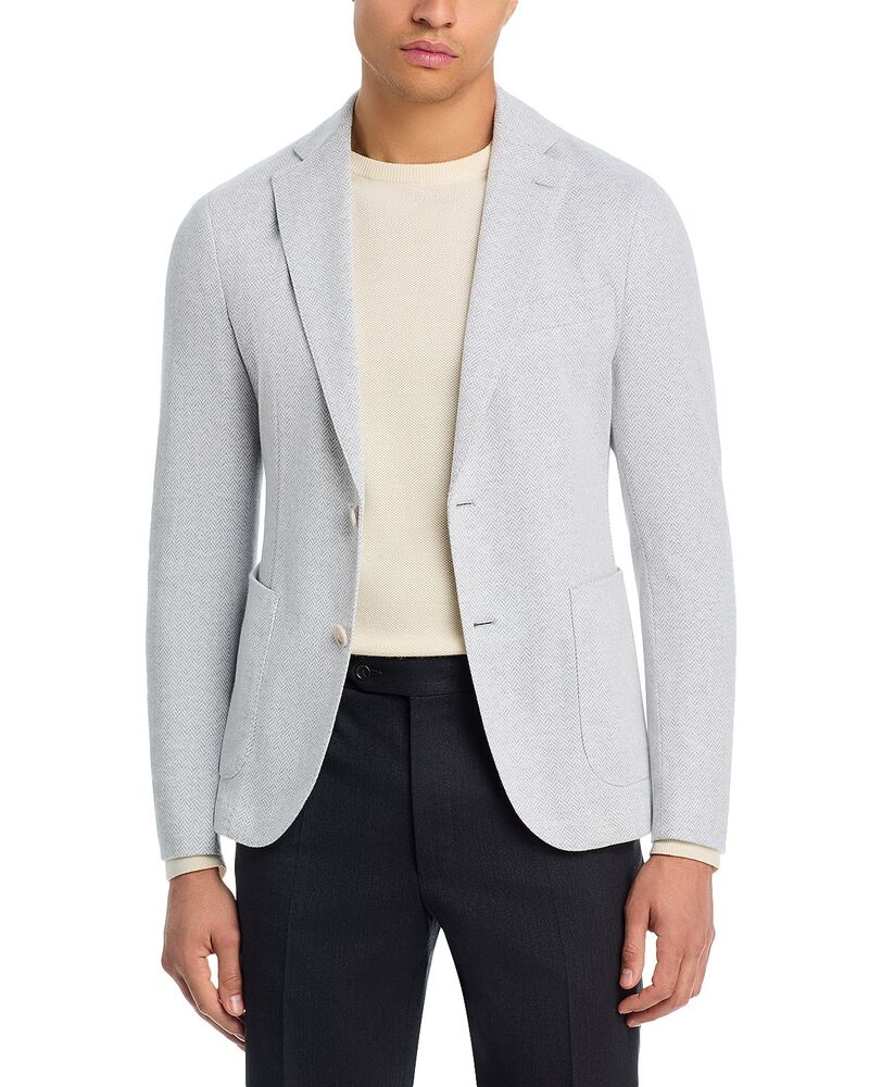 ボス メンズ アウター ジャケット・ブルゾン スリムフィット コート ジャージー BOSS Hanry Jersey Herringbone Slim Fit Unstructured Sport Coat Silver シルバー