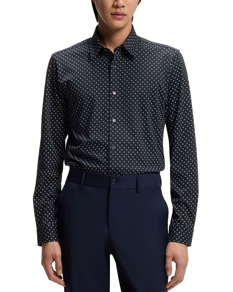 ボス メンズ トップス シャツ スリムフィット ボタンダウン BOSS P-Roan Kent Slim Fit Button Down Shirt Dark Blue ブルー|ReVida 店