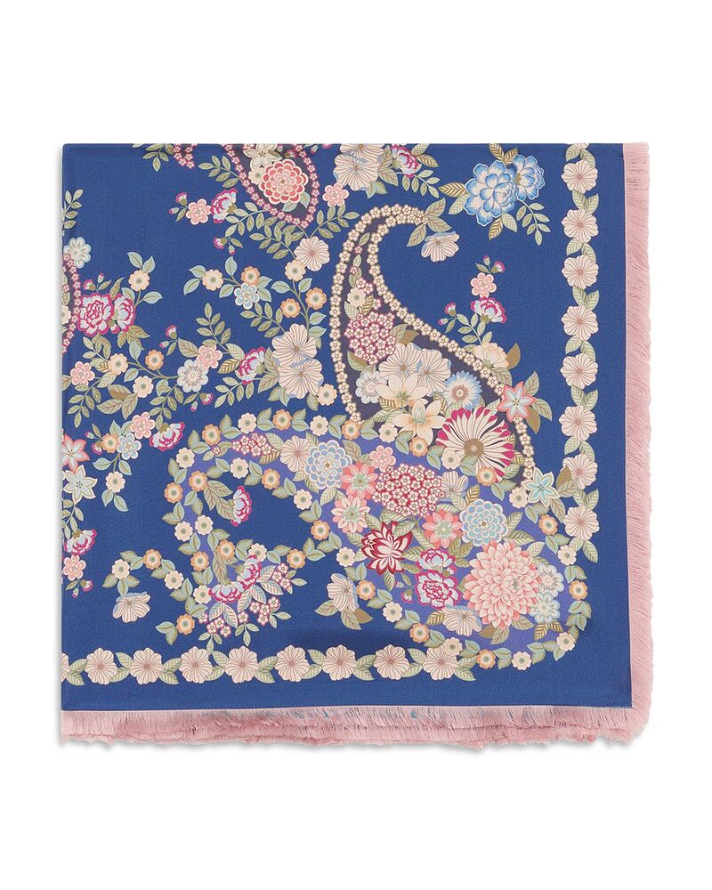 ジェラルド・ダレル レディース アクセサリー マフラー・ストール・スカーフラワー柄 プリント シルク フラワー Gerardarel Diane Floral Print Silk Scarf Blue ブルー|ReVida 店