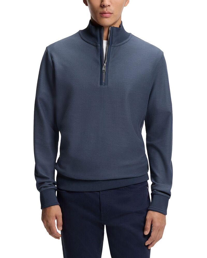 ボス メンズ アウター パーカー・スウェット レギュラーフィット シャツ BOSS H-Sidney Regular Fit Sweatshirt Open Blue ブルー