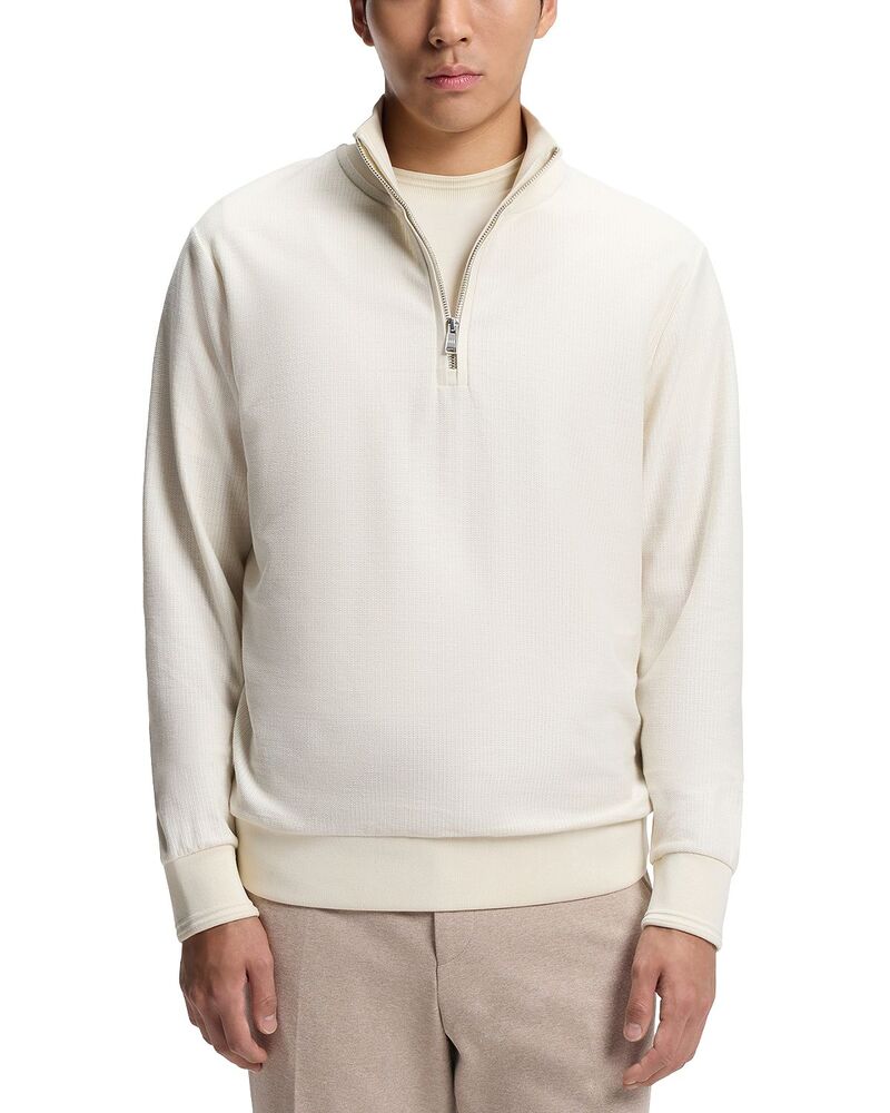ボス メンズ アウター パーカー・スウェット レギュラーフィット シャツ BOSS H-Sidney Regular Fit Sweatshirt Open White ホワイト
