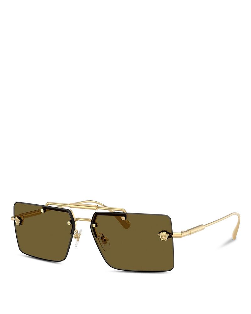 ヴェルサーチ レディース 佩び物 サングラス・アイウェア Versace Rectangular Sunglasses 60粍 Gold ゴールド