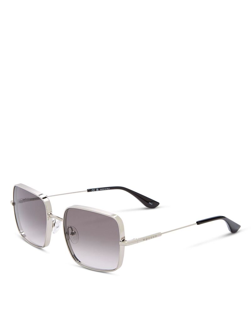 マックイーン レディース 添え物 サングラス・アイウェア McQueen Square Sunglasses 55粍 Silver しろがね色
