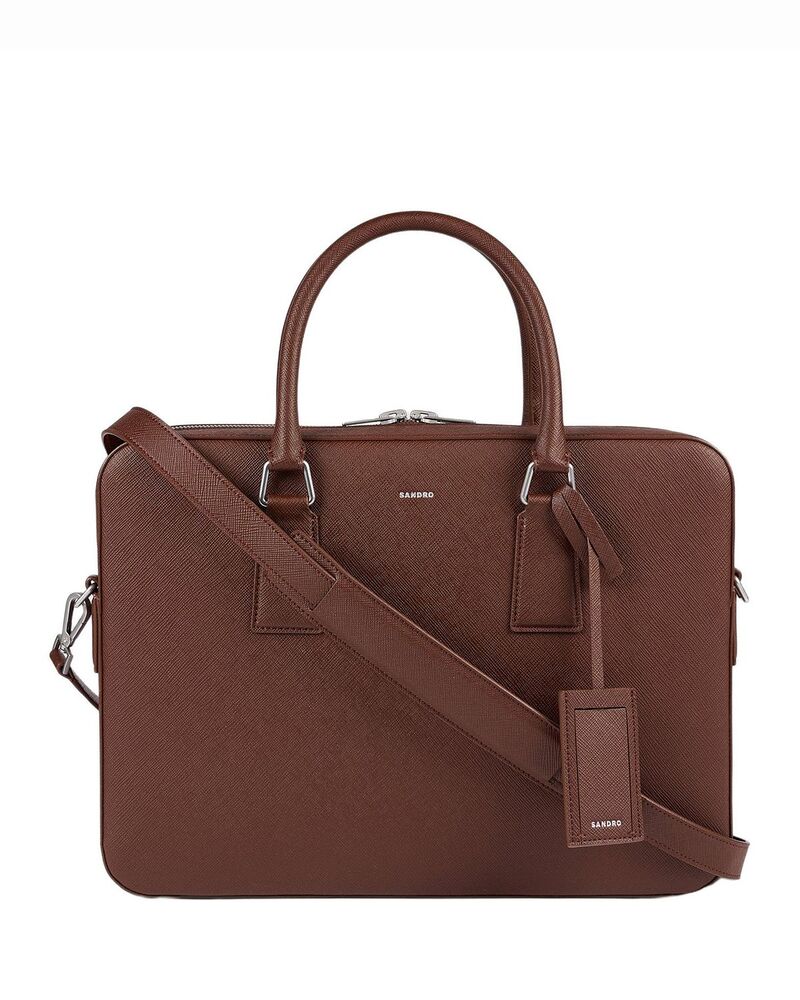 サンドロ メンズ バッグ ビジネス系 ダウン レザー Sandro Downtown Large Saffiano Leather Briefcase Cognac 86,790円