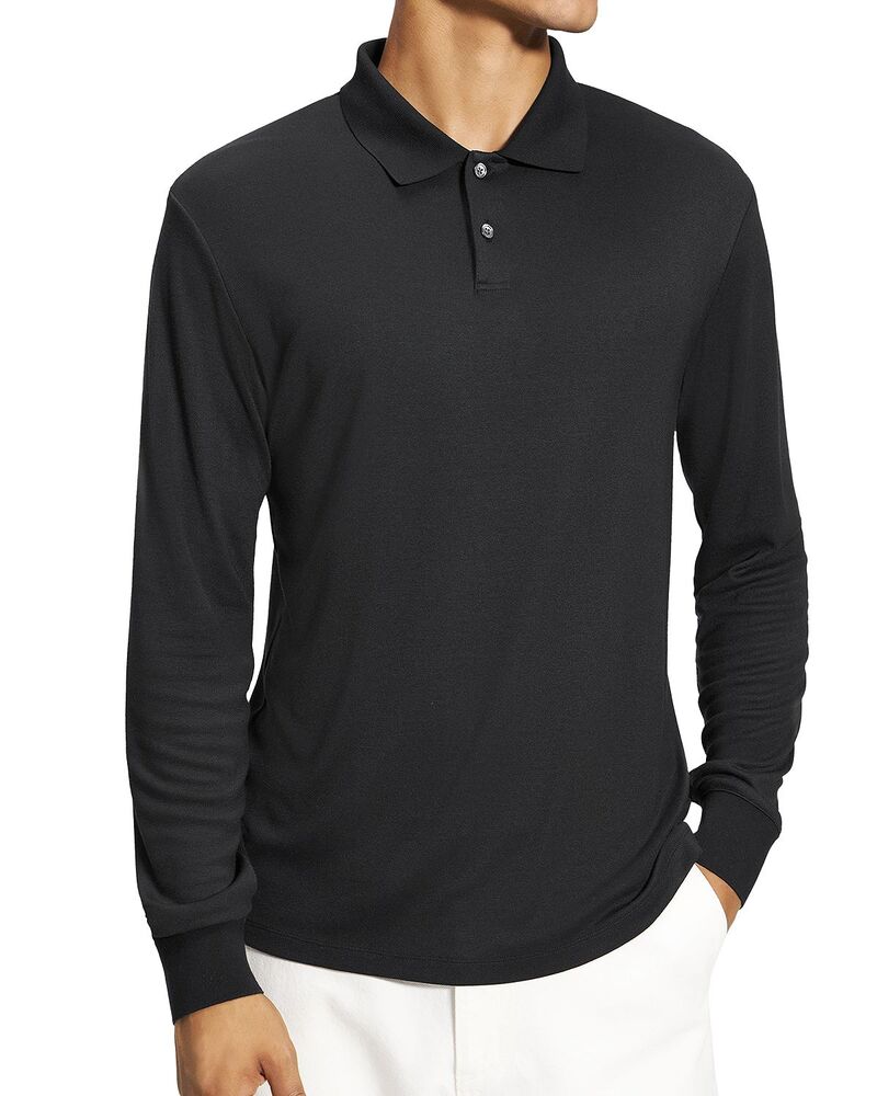 セオリー メンズ トップス ポロシャツ Theory Goris Long Sleeve Polo Shirt Black ブラック