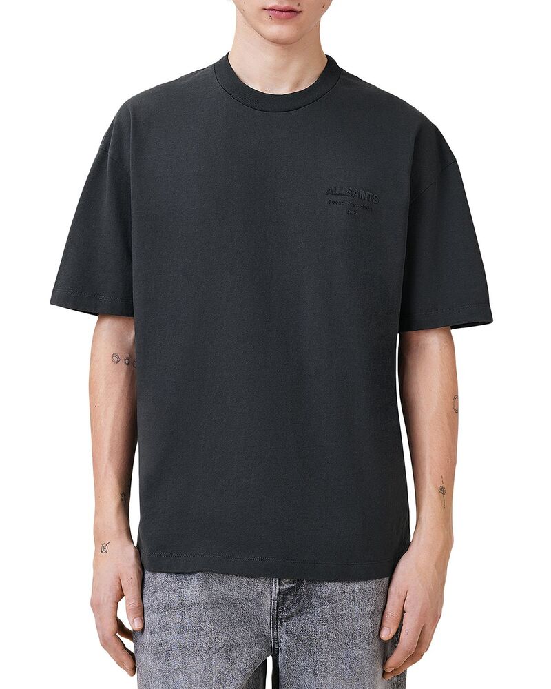 オールセインツ メンズ トップス Tシャツ ロゴ ALLSAINTS Oversized Xander Logo Tee Carter Grey グレー｜ReVida 店