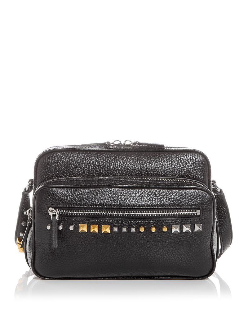 ヴァレンティノ メンズ バッグ レザー Valentino Garavani Embellished Leather Camera Crossbody Bag Black ブラック