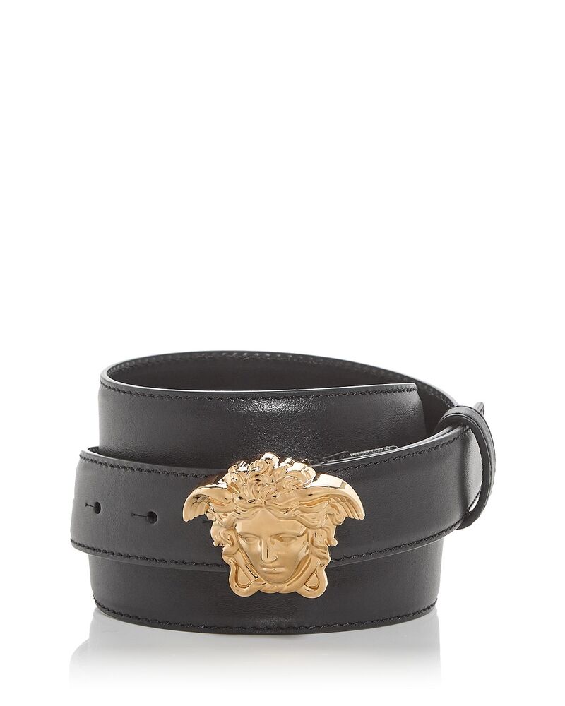 ヴェルサーチ メンズ 付属物 三尺帯 なめし革 Versace Men\u0027s Medusa Leather Belt Black 黒いこと