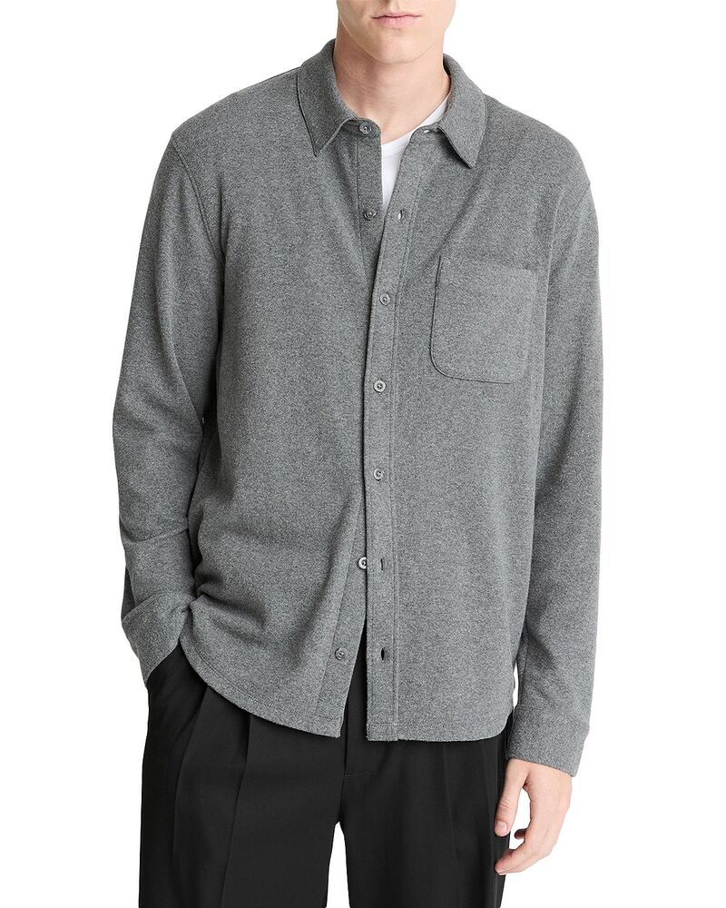 ヴィンス メンズ トップス シャツ ニット Vince Solid Button Front Knit Shirt Med Heather Grey グレー