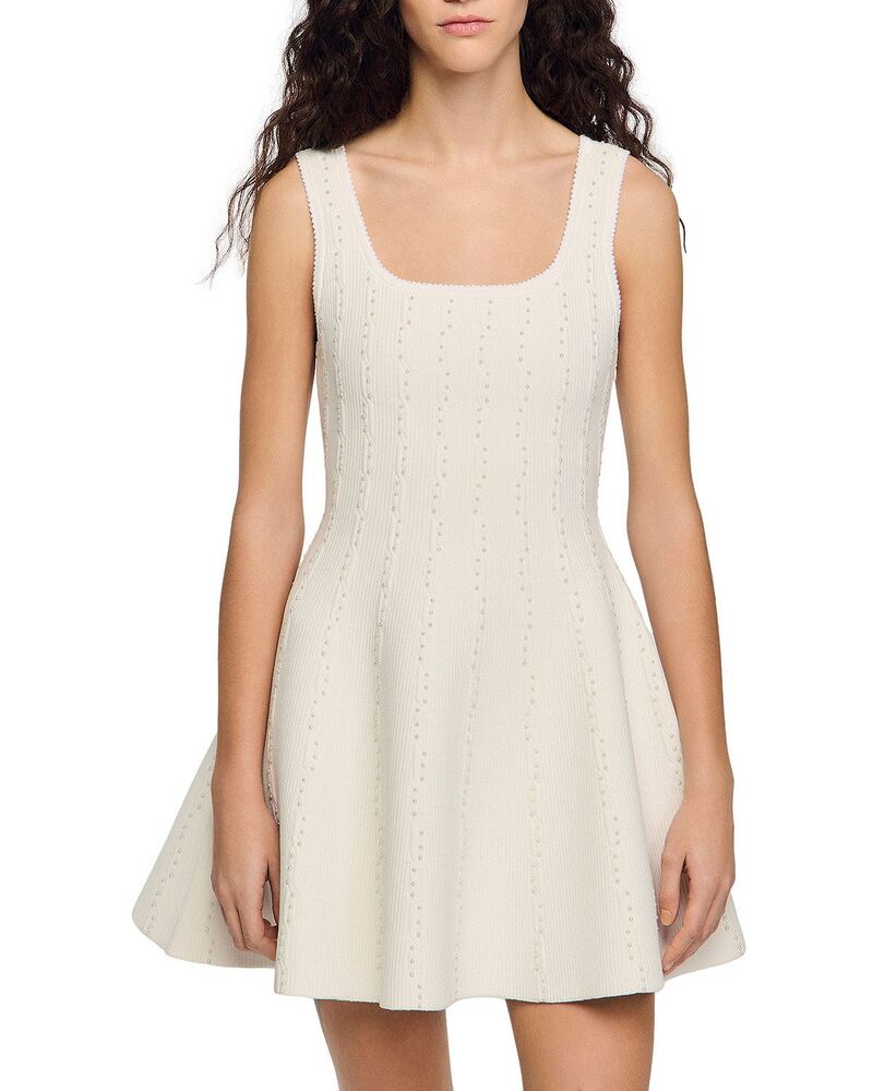 サンドロ レディース トップス ワンピース ニット Sandro Short Knit Dress White ホワイト|ReVida 店