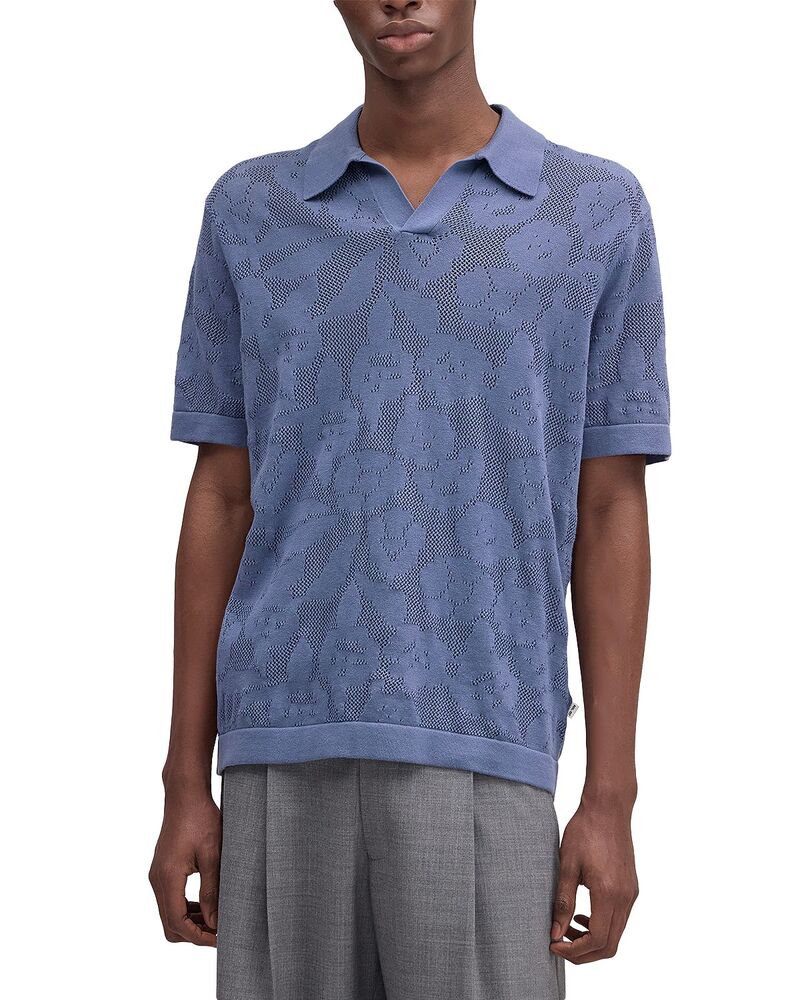 NN07 メンズ トップス ポロシャツ NN07 Ryan Flower Polo Shirt Stone Blue ブルー｜ReVida 店