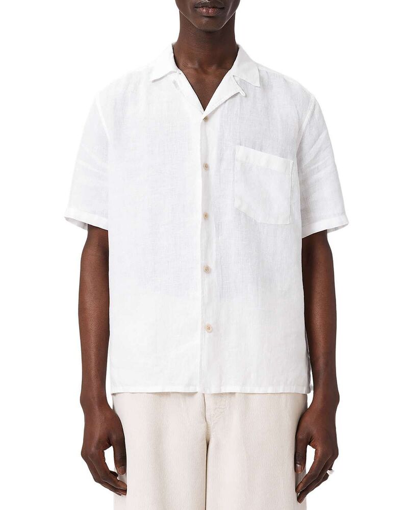 オールセインツ メンズ トップス シャツ オーバーサイズフィット リネン ALLSAINTS Oversized Fit Linen Shirt Ecru エクリュ