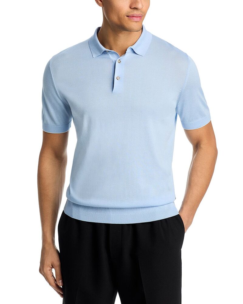 ボス メンズ トップス ポロシャツ シルク コットン BOSSilk Cotton Polo Shirt Open Blue ブルー|ReVida 店