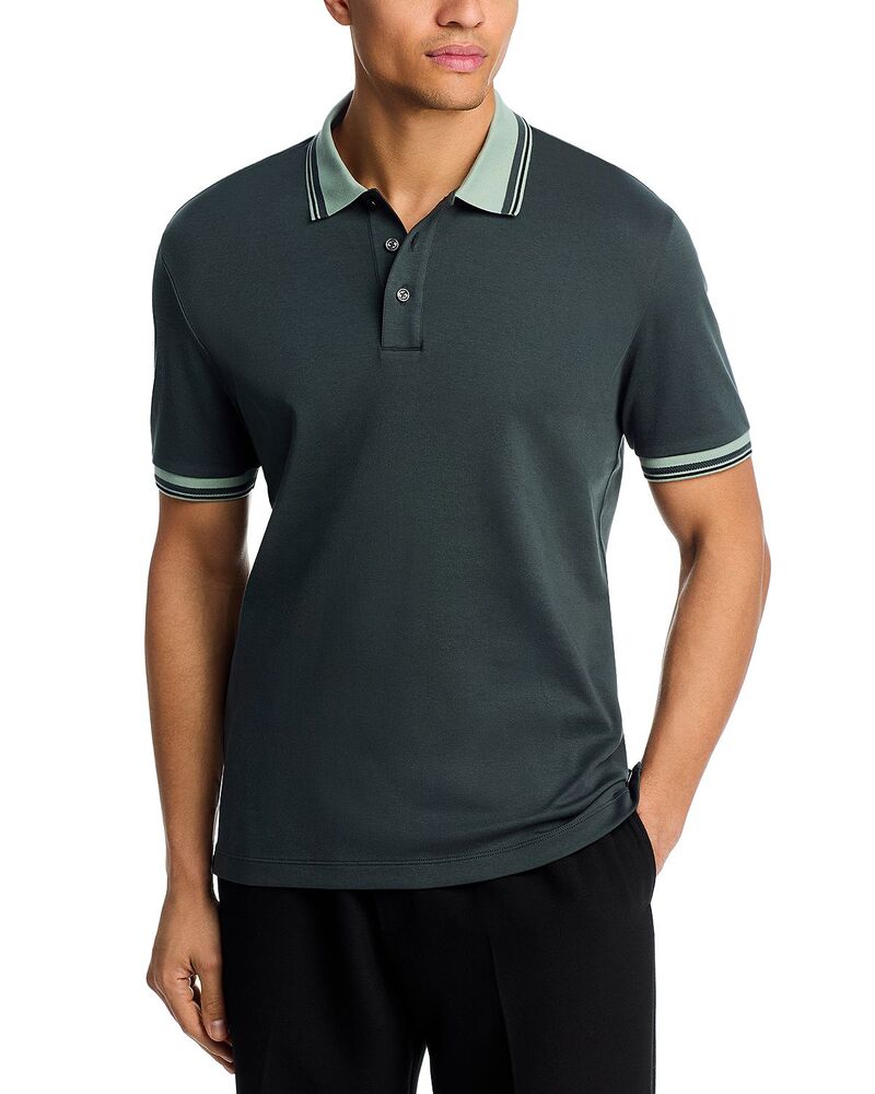 ボス メンズ トップス ポロシャツ コットン BOSS Parlay Cotton Polo Shirt Open Green グリーン|ReVida 店