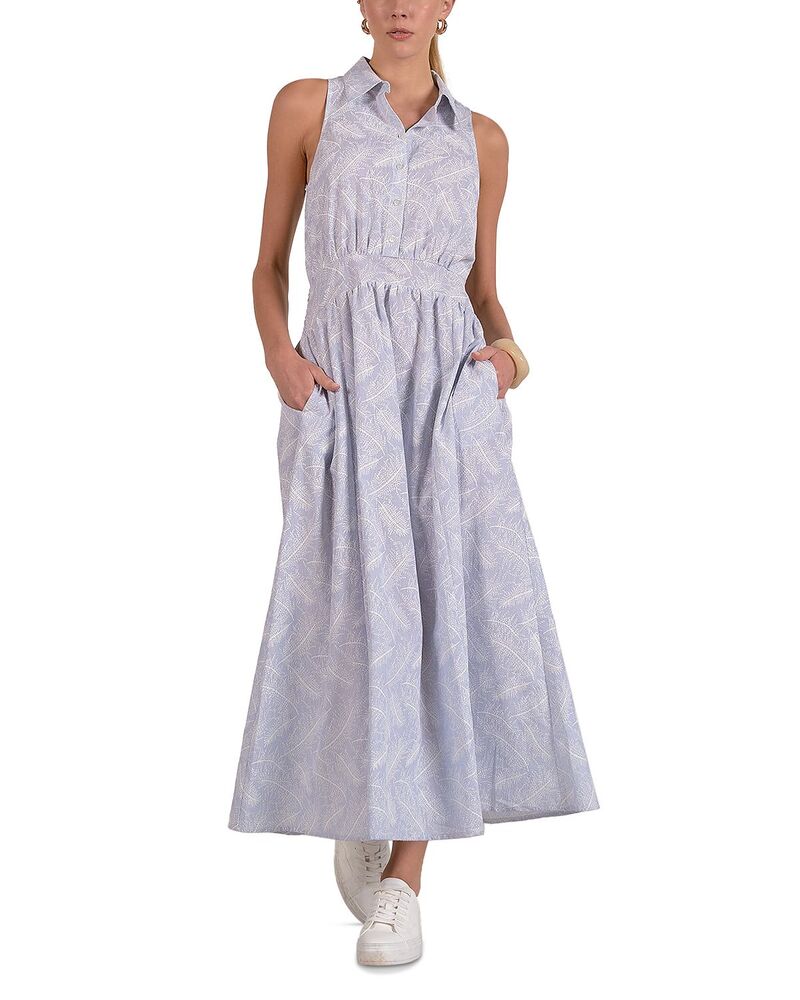 エラン レディース トップス 衣装 マキシ Elan Collar Maxi Dress Blue/ White Stripe 白いこと ワンピース-レディースファッション