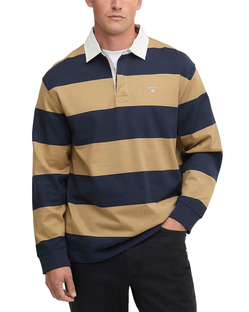 バブアー メンズ トップス シャツ Barbour Broome Stripe Rugby Shirt Navy ネイビー