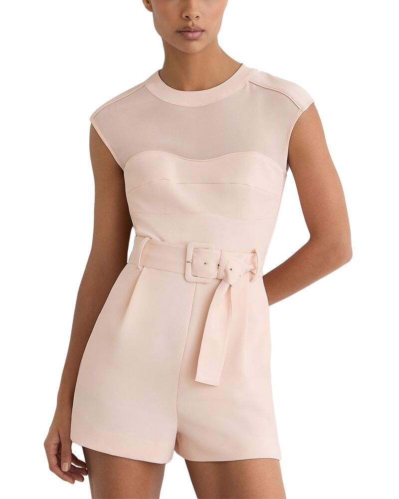 レイス レディース トップス ジャンプスーツ ロンパース REISS Ora Structured Belted Romper Pale Pink ピンク