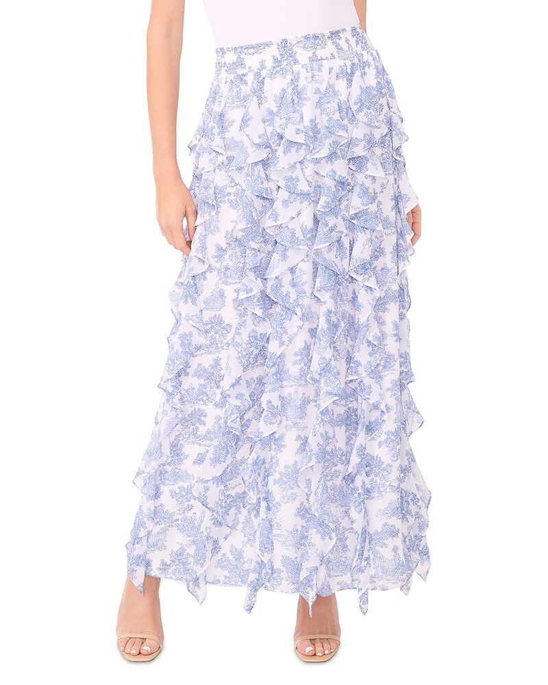 ワンステイト レディース ボトムスカート マキシ 1.STATE Corkscrew Maxi Skirt Blue Denim デニム