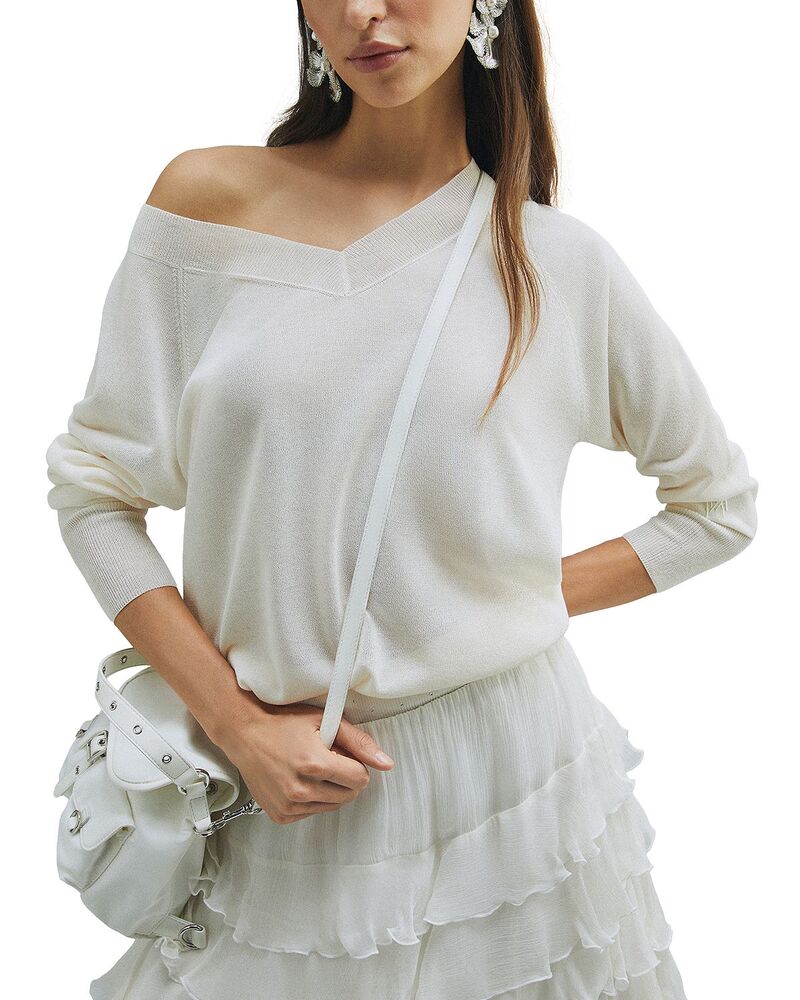 マレーラ レディース アウター ニット・セーター チュール Marella Mlmtubo Tulle Look Sweater Wool White ホワイト