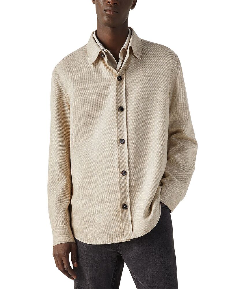 ゼニア メンズ トップス プルオーバー 地絹 リネン ZEGNA Cashmere Linen \u0026 Silk Overshirt Beige ベージュ