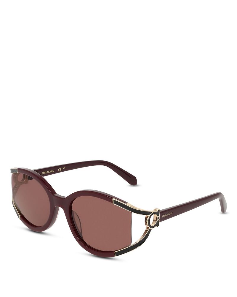 フェラガモ レディース 佩び物 サングラス・アイウェア カットアウト FERRAGAMOval Gancini Cutout Sunglasses 56粍 Burgundy バーガンディ