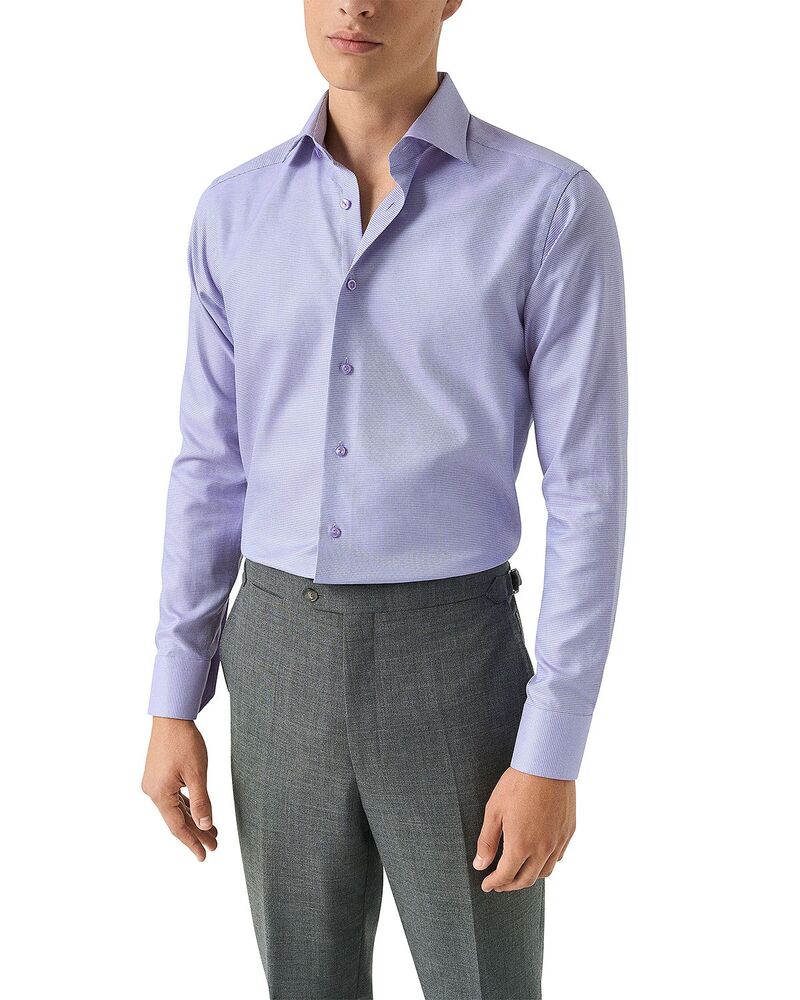 エトン メンズ トップス シャツ Eton Textured Twill Dresshirt Light Purple パープル