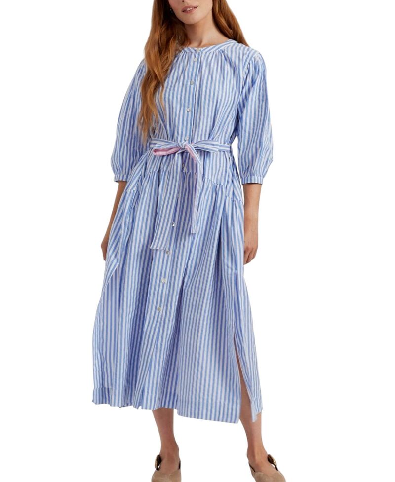 チンティアンドパーカー レディース トップス ワンピース オックスフォード コットン Chinti & Parker Women s Cotton Oxford Stripe Dress Blue Stripe ブルー｜ReVida 店