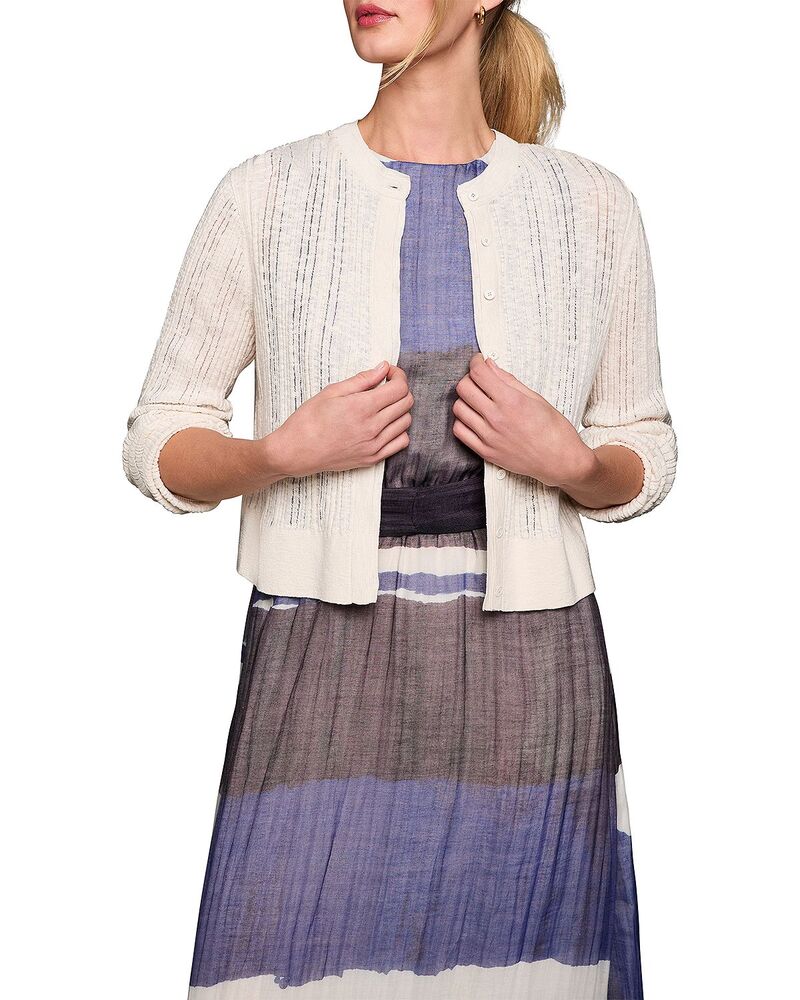 ニックプラスゾーイ レディース アウター カーディガン NIC+ZOE Pointelle Stitch Cardigan Coconut