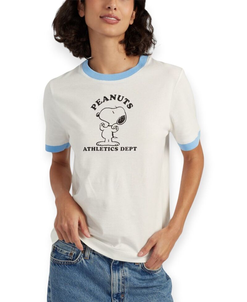 チンティアンドパーカー レディース トップス シャツ コットン Chinti & Parker Women s Cotton Snoopy Athletics T-Shirt Cream クリーム
