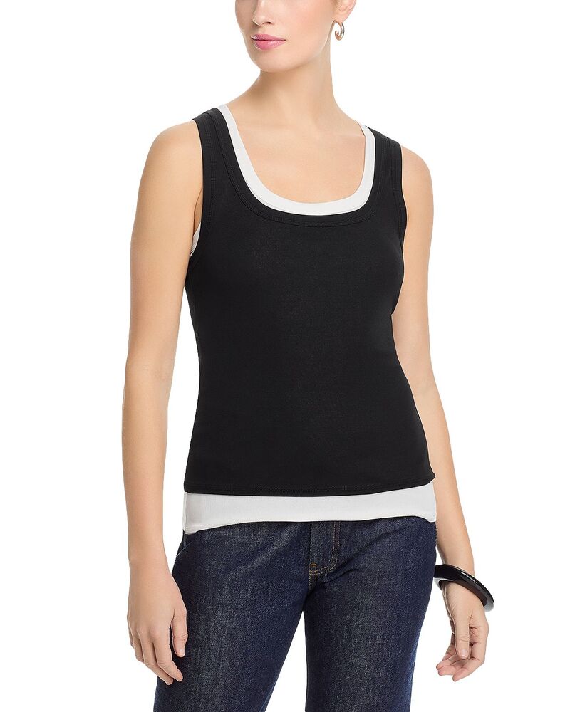 アクア レディース トップス タンクトップ AQUA Double Layer Tank Top - Exclusive Black/White ホワイト 11,146円