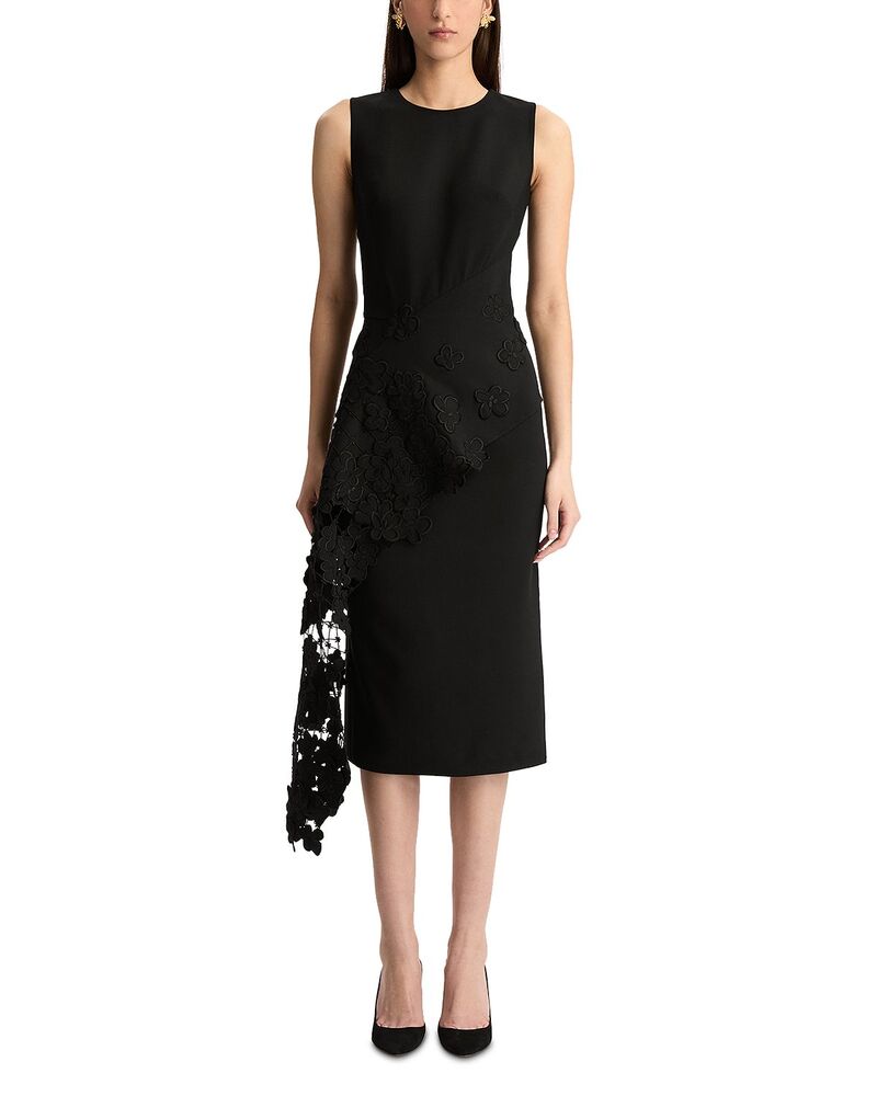 オスカー デ ラ レンタ レディース トップス 衣装 ノースリーブ スピード競技 Oscar de la Renta Sleeveless Lace Waist Detail Cocktail Dress Black 黒いこと
