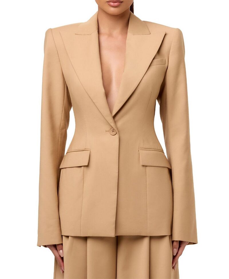 ネイキッドワードローブ レディース アウター 上衣・上衣 スポーツジャケット Naked Wardrobe Power Shoulder Fit Blazer Camel 駱駝 コート・ジャケット-レディースファッション