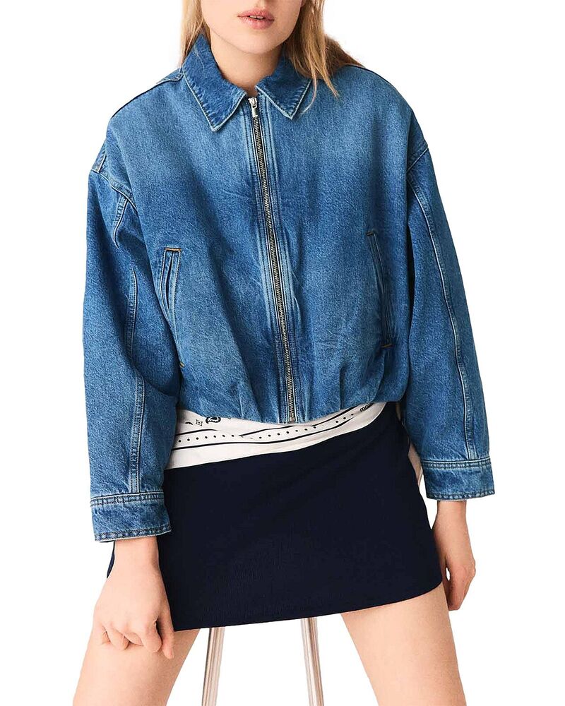 マージュ レディース アウター ジャケット・ブルゾン デニム Maje Denim Bomber Jacket Blue ブルー