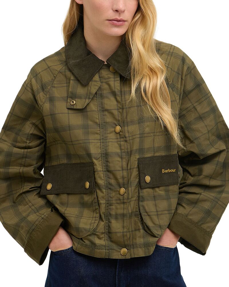 バブアー レディース アウター ジャケット・ブルゾン クロップド Barbour Tartan Cropped Beadnell Casual Jacket Dusky Green/Highland グリーン｜ReVida 店 55,680円