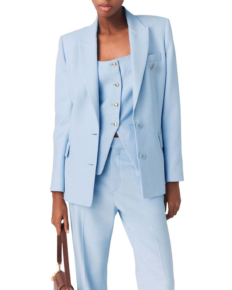 マージュ レディース アウター 上衣・上衣 Maje Vigalue Double Breasted Suit Jacket Blue Sky 青み