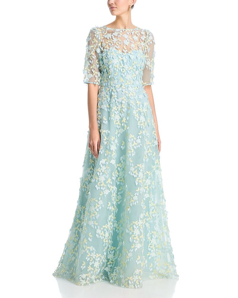 テリジョンバイリッキーフリーマン レディース トップス ワンピース チュール Teri Jon by Rickie Freeman Tulle 3D Petal Gown Mint Multi ミント