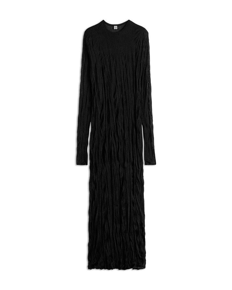 トーテム レディース トップス ワンピース ニット TOTEME Crinkled Knit Long Sleeve Dress Black ブラック｜ReVida 店